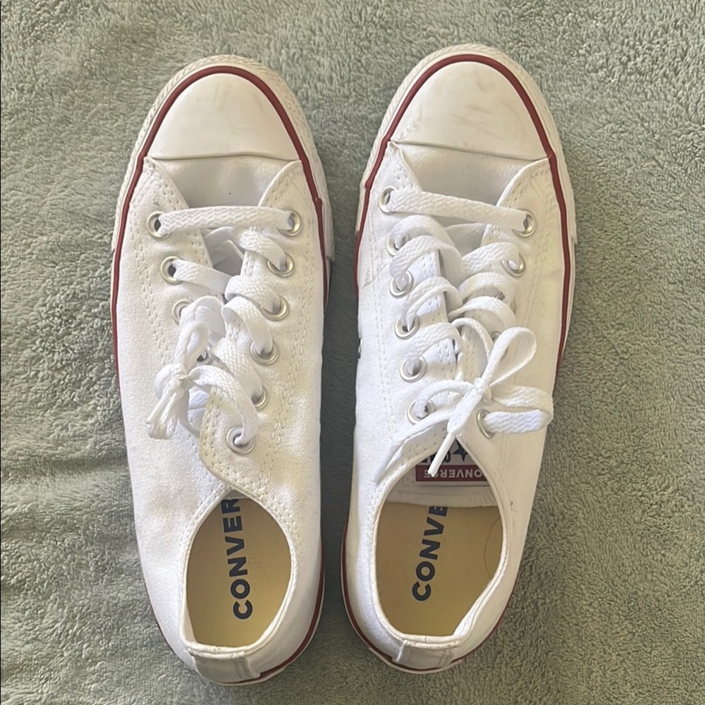 Converse White Sneakers with Red Accents